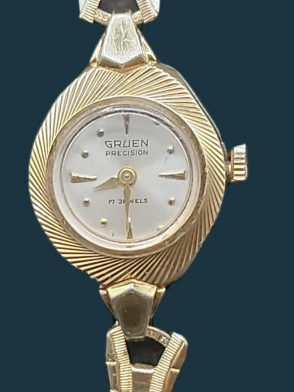 Vtg 1967 Gruen Ladies Cocktail Watch 10KGP Florentine Bezel 10KGF Speidel Band